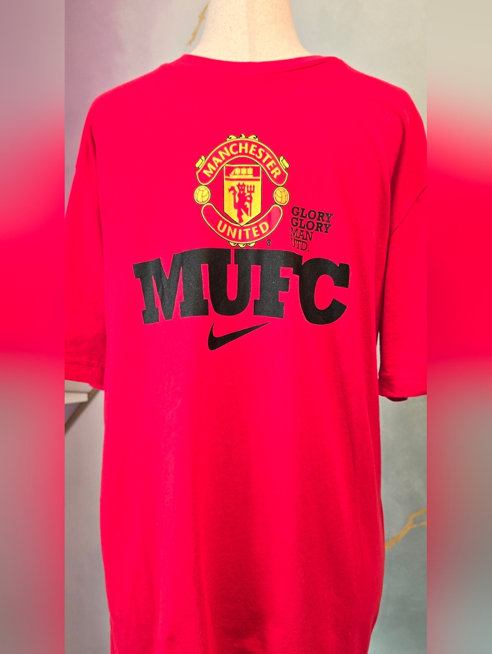 Nike Manchester United MUFC Red Graphic Glory Tee 100% Organic Cotton L